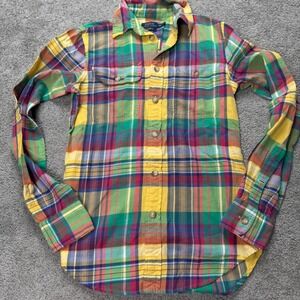 Polo Ralph Lauren Men's XS Madrid Madras Button Up Custom Fit Long Sleeve Shirt